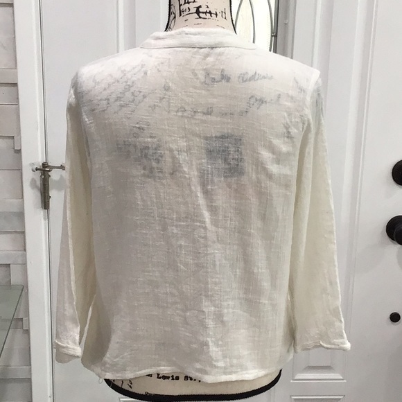 🆕 MNG Embroidered Aztec Blouse Split Neckline 3/4 Sleeves Cream NWOT - Picture 9 of 12